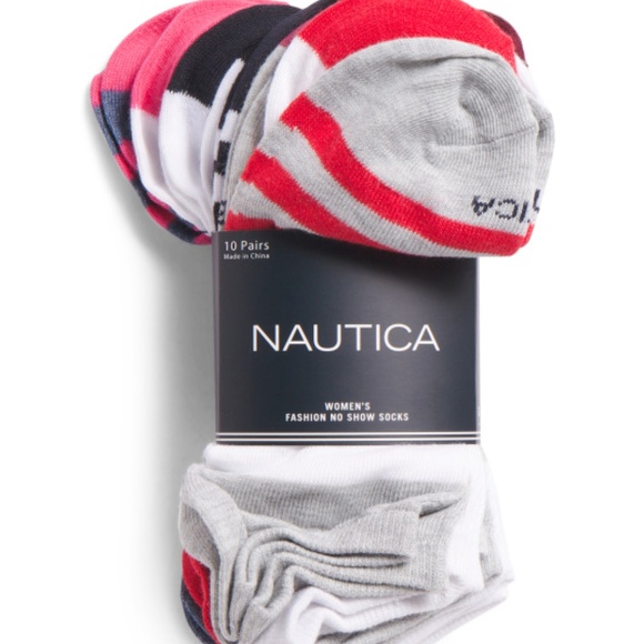 NWT NAUTICA 10pk Stripe No Show Socks - Picture 1 of 6